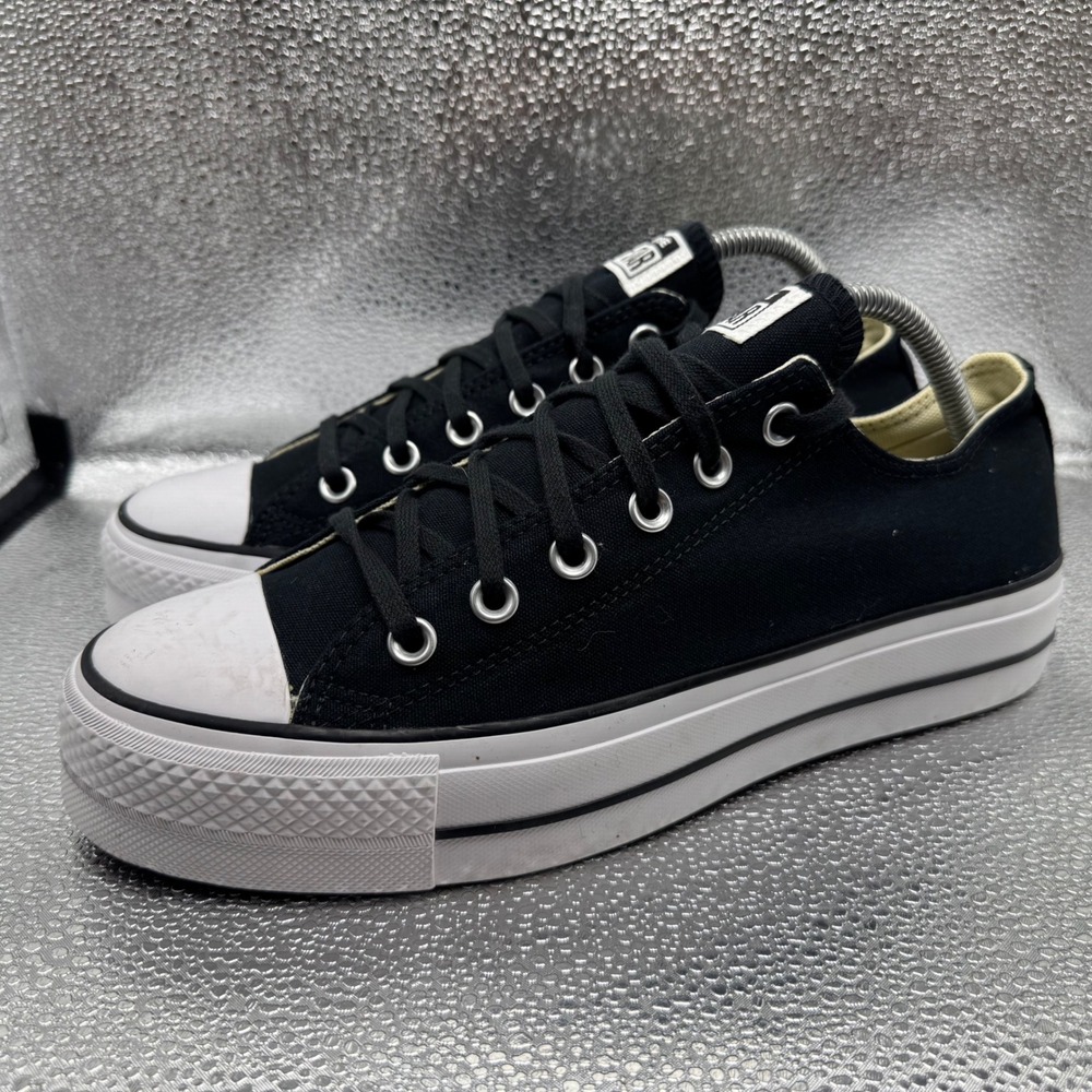 Size 10 Converse All Star Lift Platform Women Black Excellent Canvas Sneakers - Picture 9 of 11